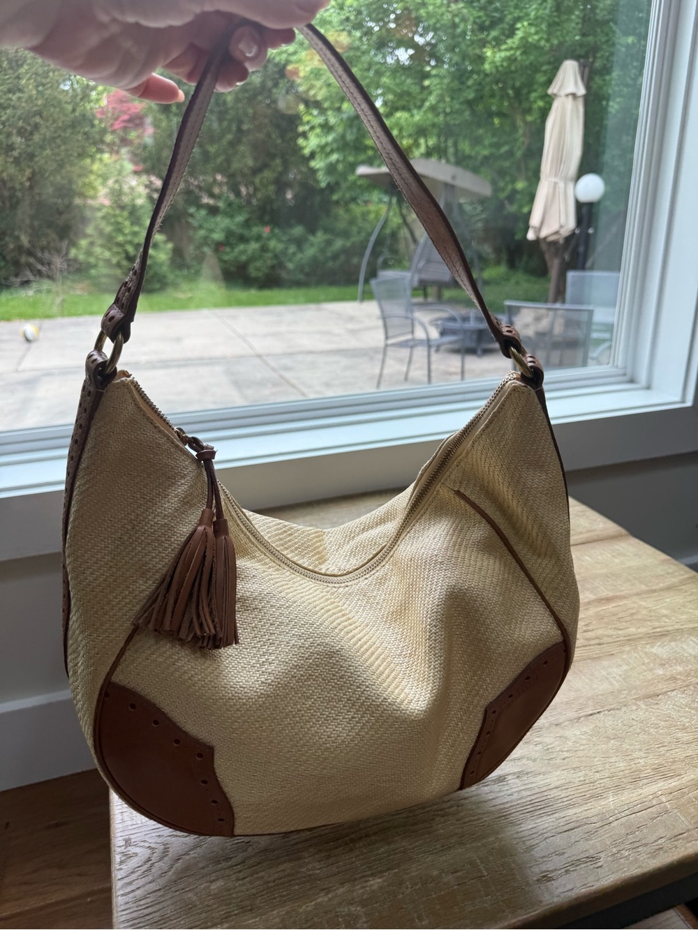 Ralph Lauren cream and brown  woven canvas shoulder bag, great condition.